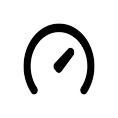 Illustration of a speedometer with a needle pointing to the left side of the gauge in black color