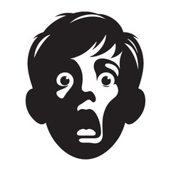 Extreme Scared Face silhouette with open emotion – Scared Face illustration – Minimalist Scared Face vector – Scared Silhouette

