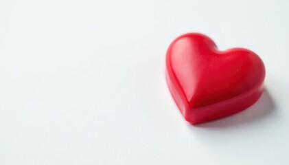 Close-up of a single red heart-shaped Valentine's Day candy on a white background ,  celebration,  sugar,  gift