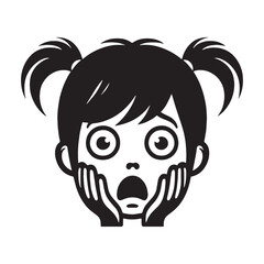 Uneasy Scared Face silhouette with defined panic – Scared Face illustration – Minimalist Scared Face vector – Scared Silhouette

