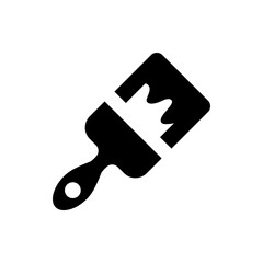 Illustration of a black paint brush with a simple handle and a square head filled with paint effect 100