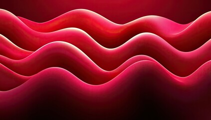 Obraz premium Abstract, vibrant, undulating crimson waves. Soft, flowing forms create a dynamic visual effect. A gradient of crimson hues, with highlights, gives depth to the design