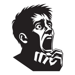 Sharp Scared Face silhouette, frozen reaction – Scared Face illustration – Minimalist Scared Face vector – Scared Silhouette

