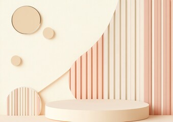 Pastel-toned platform with abstract shapes