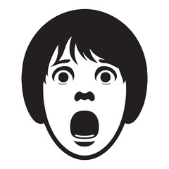 Fearful Scared Face silhouette, intense and vivid – Scared Face illustration – Minimalist Scared Face vector – Scared Silhouette

