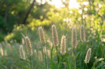 Gentle sunlight on delicate grasses