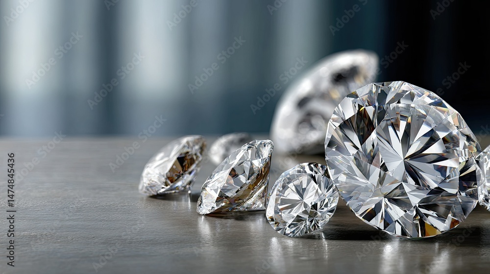 Poster sparkling diamonds scattered elegantly against a gray gradient background create an atmosphere of lu