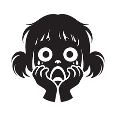 Startled Scared Face silhouette, raw emotion shown – Scared Face illustration – Minimalist Scared Face vector – Scared Silhouette

