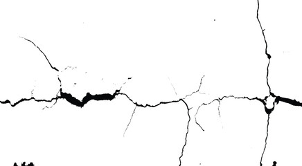 Surface cracks and fissures in ground.  Vector grunge cracked texture style with cracked texture. Black and white grunge urban texture vector with copy space. 