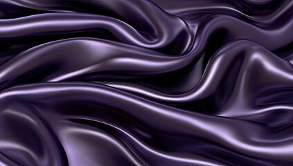 Obraz premium Deep purple satin fabric, flowing in elegant drapes. Detailed close-up view of luxurious folds and texture