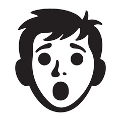 Wide-Eyed Scared Face silhouette, frozen in fear – Scared Face illustration – Minimalist Scared Face vector – Scared Silhouette

