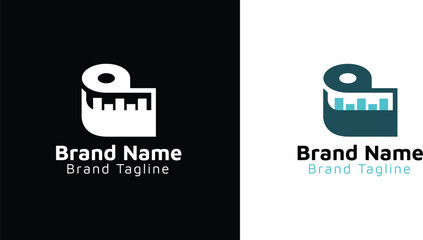 Measuring Tape Logo Design: Modern and minimalist logo design featuring a stylized measuring tape, suitable for various businesses related to measurement, tailoring, or design.  