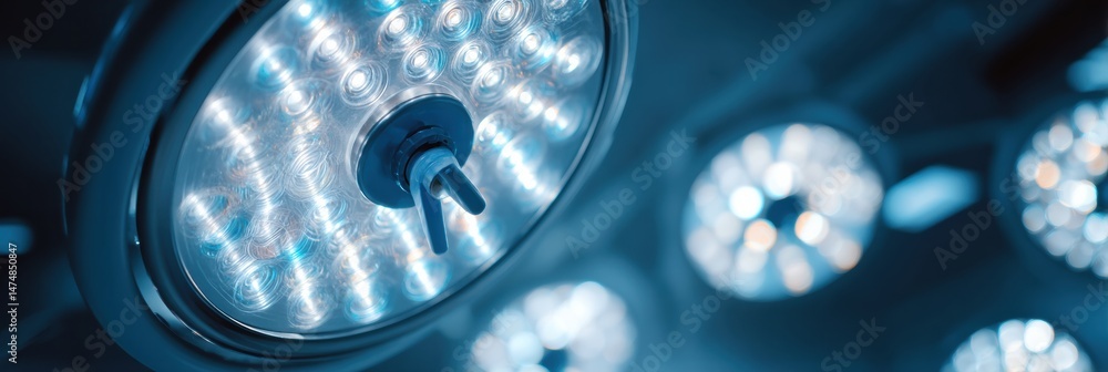 Fototapete Soft-focused Surgery Lights Create an Abstract Composition for Emphasizing Text in a Medical Environment