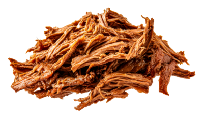 Tender Shredded Beef with Rich Flavor for Cuban Cuisine Isolate on Transparent Background, cutout, png