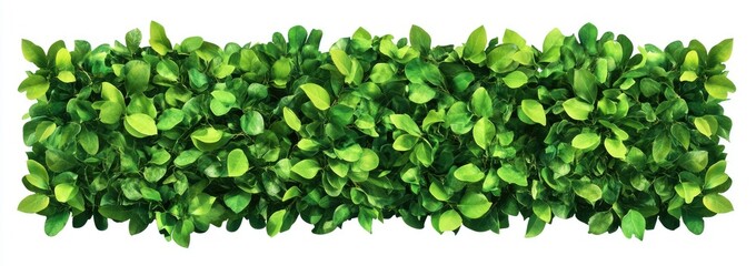 Fototapeta premium Lush green foliage wall panel. Dense arrangement of small, vibrant leaves creates a thick, horizontal hedge effect. Ideal for decorative use, providing a natural aesthetic