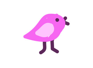 set of an Crayon Child Drawing Bird