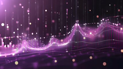 Naklejka premium Abstract data visualization pink purple glowing graph chart