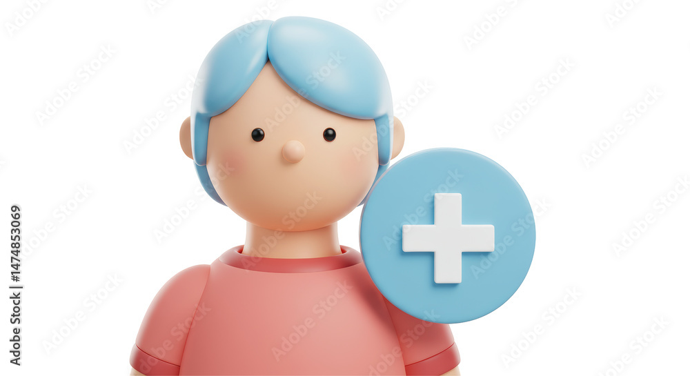 Poster isolated user icon with plus sign