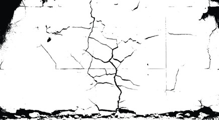 Black and white grunge urban texture vector with copy space. Abstract illustration surface dust and rough dirty wall background with empty template.