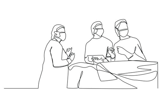 doctors in surgery, line art, medical setting clip art preview