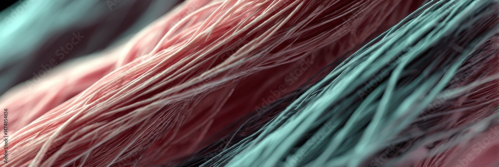Poster exploring macro 3d render of muscle fibers with a blurred side effect for enhanced depth perception 