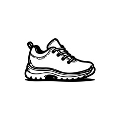 Single sneaker graphic depiction showcasing footwear, design and shoelace details