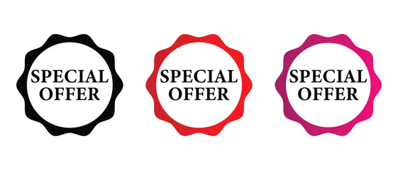 special offer sticker, label, stamp, tag, badge icon on white background.