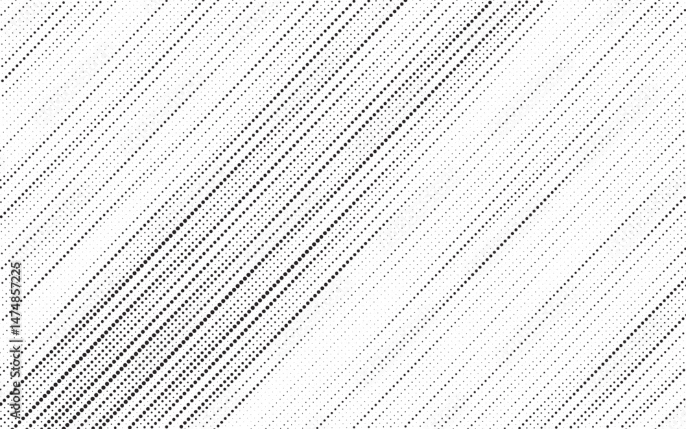 Poster Diagonal, oblique, slanting dots lines, stripes geometric vector pattern. Abstract grunge halftone texture and background. Vector illustration.	