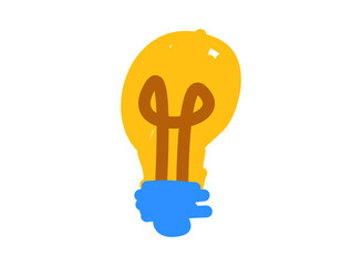 set of an Crayon Child Drawing Light Bulb