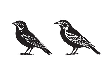 Bird Silhouette SVG Bundle Sparrow Clipart, Wildlife Vector Art for Cricut, Laser Cutting and Nature Crafts