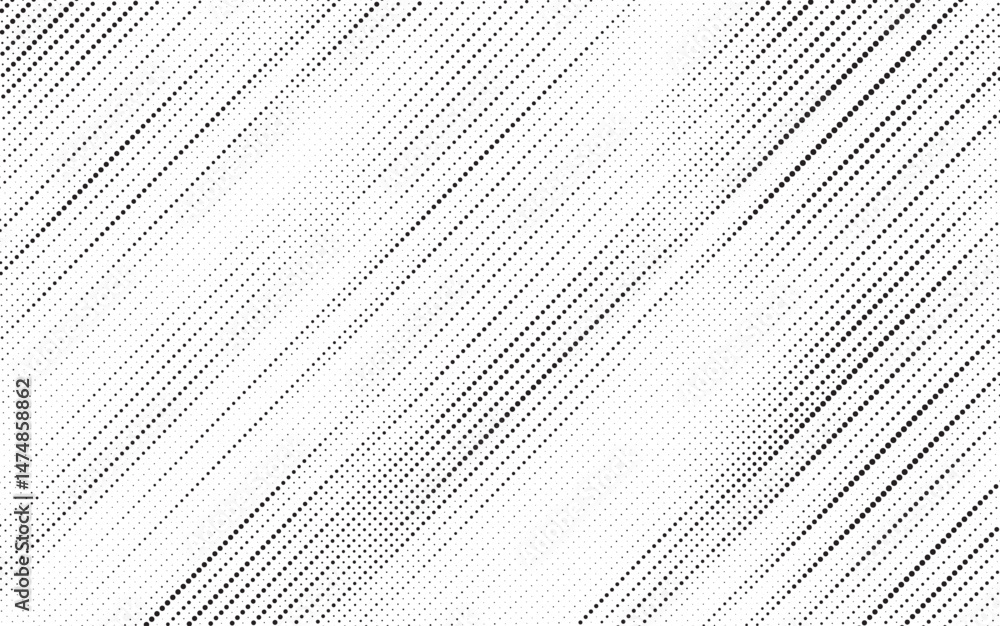 Poster diagonal, oblique, slanting dots lines, stripes geometric vector pattern. abstract grunge halftone t