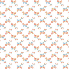 Colorful Butterfly Seamless Pattern Design on White Background