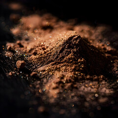 Detailed Close-Up of Dark Brown Powder