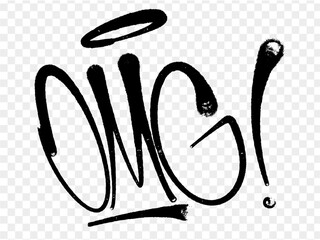 illustration Black graffiti tag lettering aerosol can spray paint