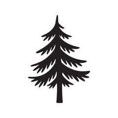 Obraz premium Simple Black Silhouette of a Pine Tree Nature Illustration