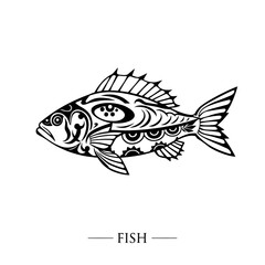 Minimal Fish Line Art