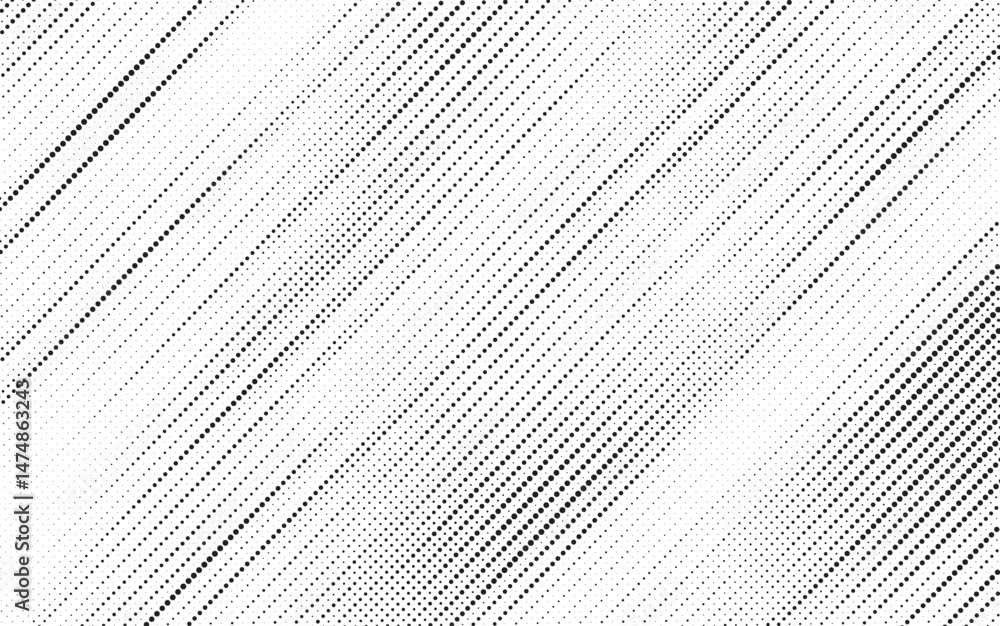 Poster Black and White Square Dots Background. Diagonal, oblique, slanting dots lines, stripes geometric vector pattern. Abstract halftone texture and background. Vector illustration