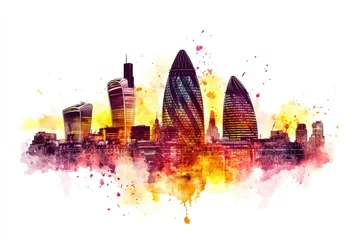 Photo sur Plexiglas London Skyline Watercolor Impression (2)