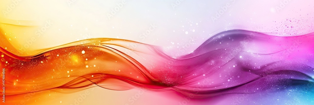 Poster flowing colorful abstract waves with sparkle