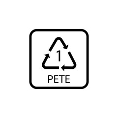 PETE Plastic Recycling Symbol Vector logo