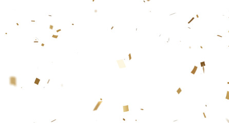 3d render of Gold confetti flying for celebrate isolated on transparent background.