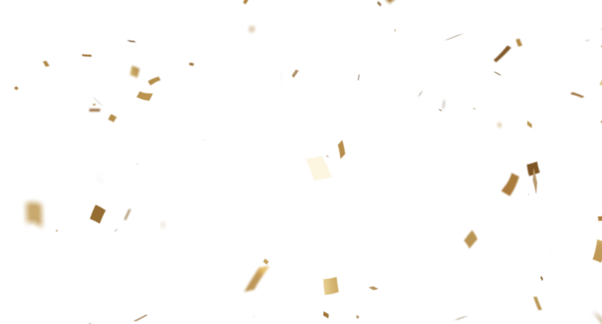 3d render of Gold confetti flying for celebrate isolated on transparent background. - Powered by Adobe