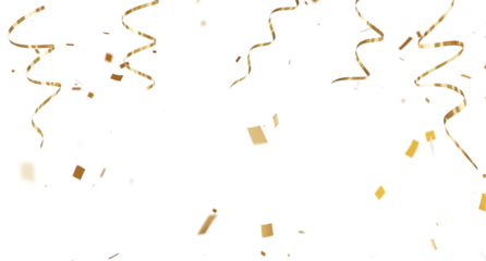 3d render of Spiral Gold confetti flying for celebrate isolated on transparent background.