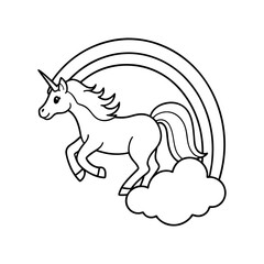 vector illustration of a cartoon horse line art