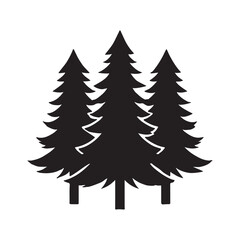 Majestic Evergreen Trio A Simple Silhouette Illustration of Three Pine Trees