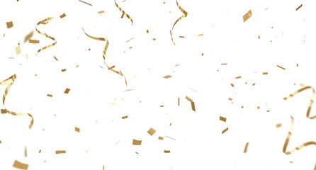 3d render of Spiral Gold confetti flying for celebrate isolated on transparent background.