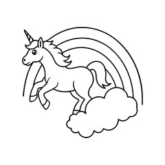 vector illustration of a cartoon horse line art