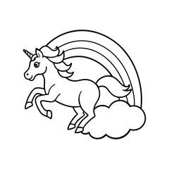 vector illustration of a cartoon horse line art