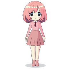 Fototapeta premium Cute girl anime kawaii character Vector