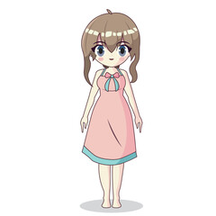 Cute girl anime kawaii character Vector